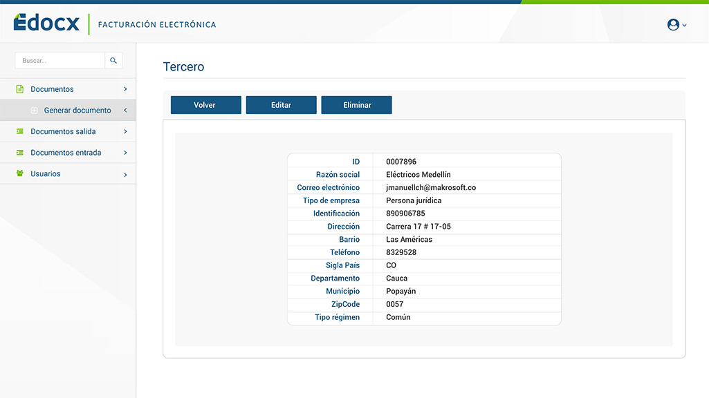 Datos Factura Edocx, Facturación Electrónica