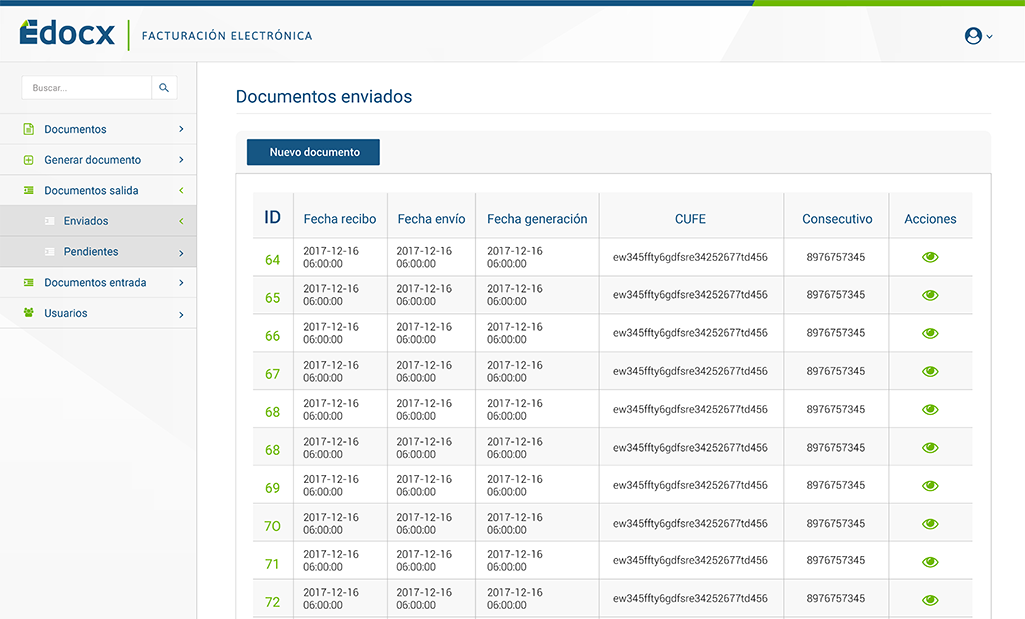 Documentos Enviados Edocx, Facturación Electrónica