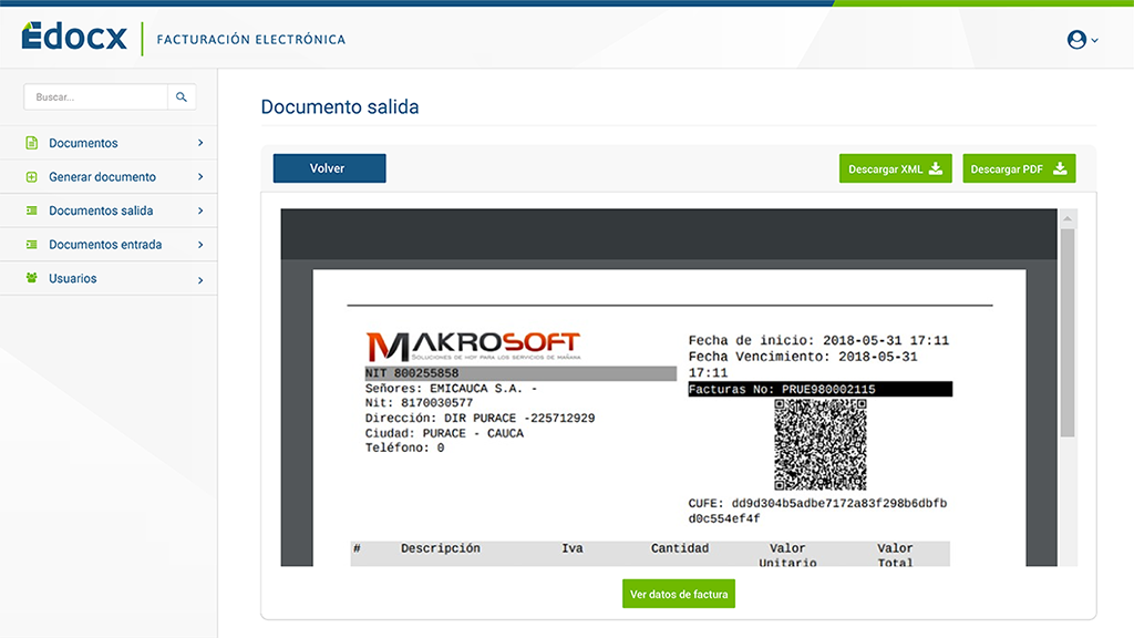 Documento Generado Edocx, Facturación Electrónica